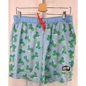 NWOT MOSMANN Australia Size L Loud Swim Trunks Board Shorts Water Gun Print Blue